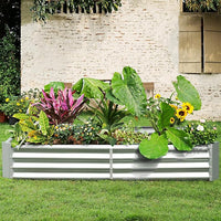 Land Guard 8×4×1ft Galvanized Metal Raised Garden Bed, Metal Planter Kit Box Outdoor for Deep-Rooted Vegetables, Flowers, Green and Herbs……