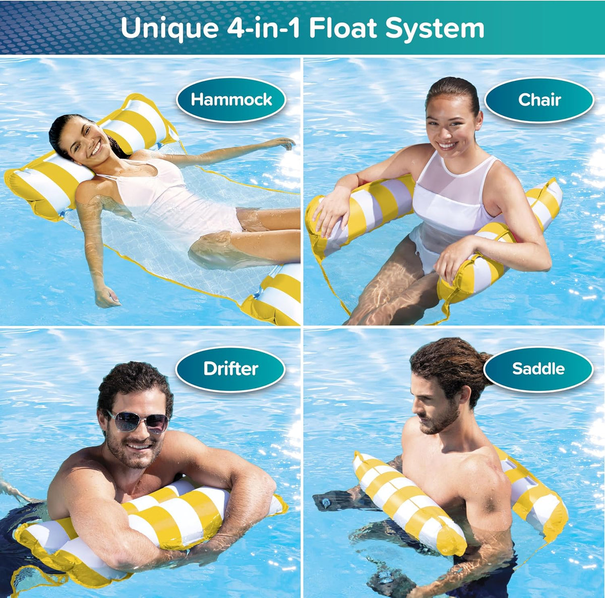Aqua 4-in-1 Monterey Hammock Pool Float & Water Hammocks - Golden Sunshine / Monterey Hammock / 1 Pack - image 3