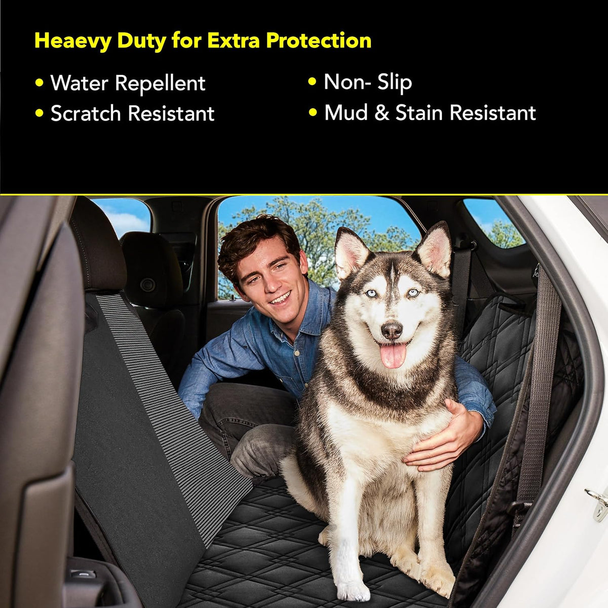 Dog Car Seat Cover, Heavy Duty Hammock - XL / Black Mesh - image 3