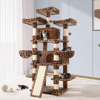 Allewie 68 Inches Cat Tree/House and Towers for Big Feline/Scratching - 68 in / Leopard Print