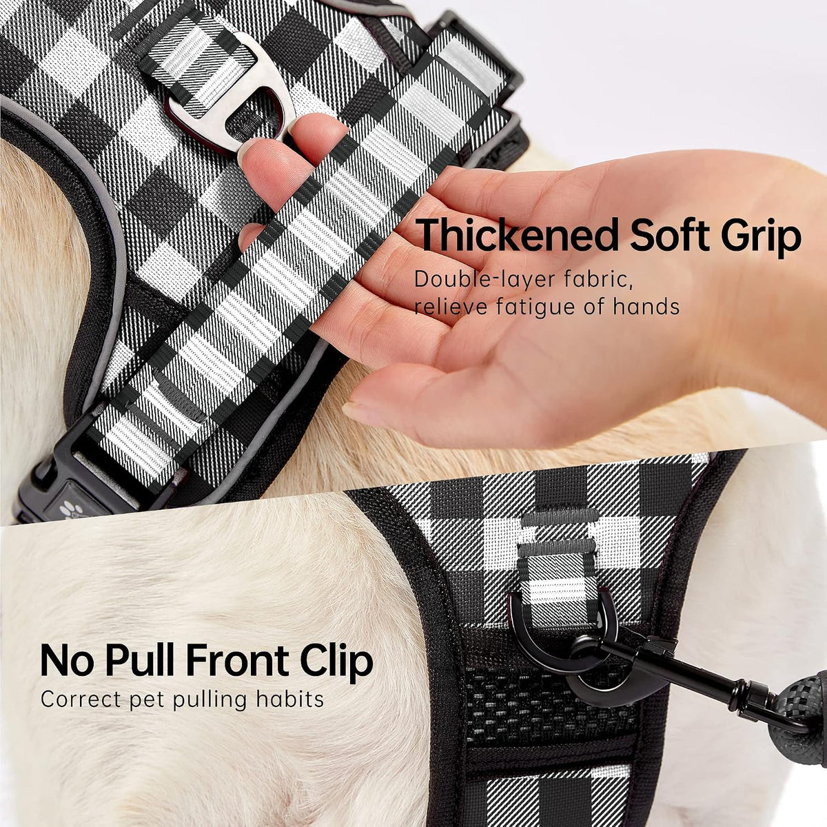 NESTROAD Dog Harness for Medium Sized Dog - Checkered Black / Large - image 3