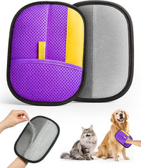 2025 Thickened Electrostatic Pet Hair Removal Gloves (2 Pcs) - Reusable Strong Grooming Gloves for Cats & Dogs, Hair Remover for Couch, Furniture, Carpet, Car Seats & Clothing (Purple)