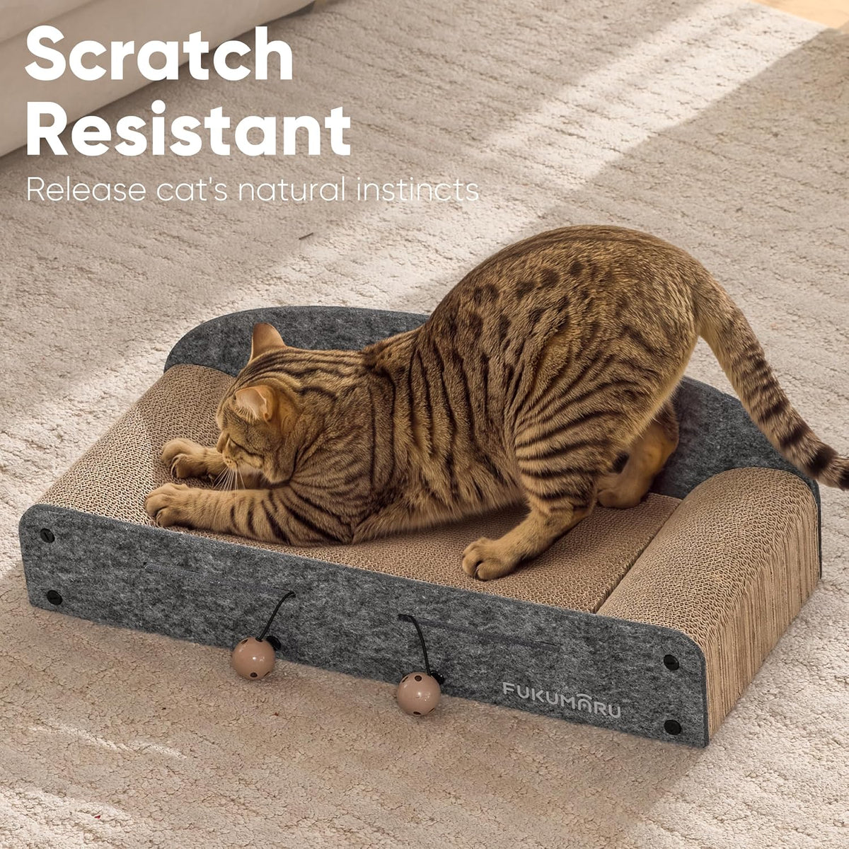 FUKUMARU Large Cat Scratcher Bed - Grey - image 2