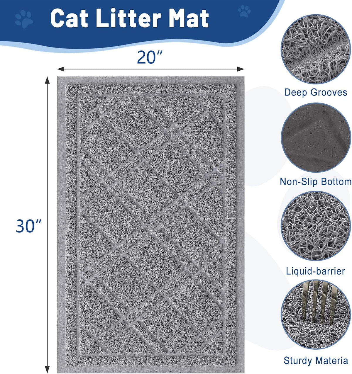 Smiry Cat Litter Box Mat 30x17 - 30x20 / Grey - image 2