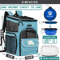 PetAmi Dog Backpack Carrier - Turquoise / 12.5"L x 12.0"W x 16.5"H - image 2