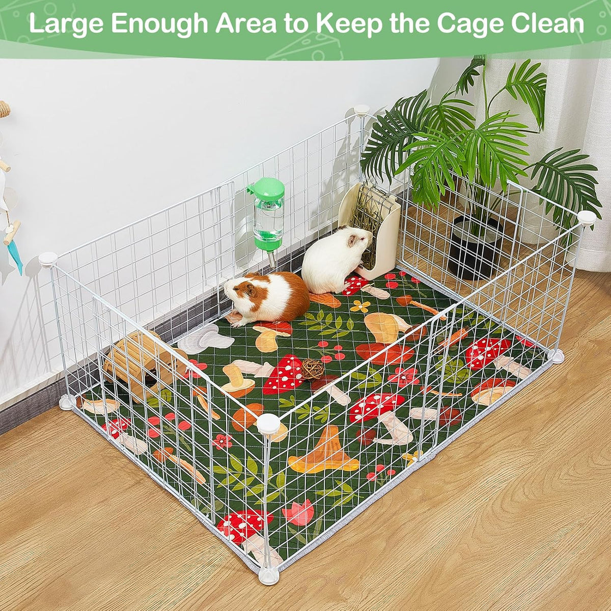 Unicorn Catcher 2 Pack Washable Guinea Pig Cage Liner - Mushrooms / 36X24in - image 3