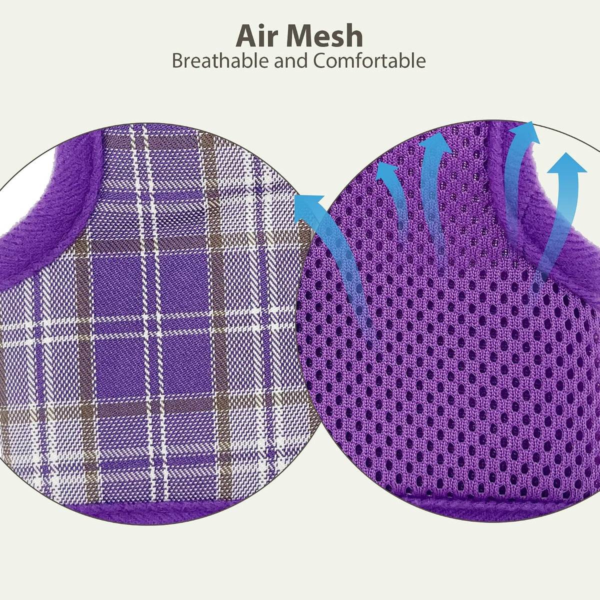 Plaid Breathable Rabbit Harness and Leash Set Escape Proof - Purple / L - image 2