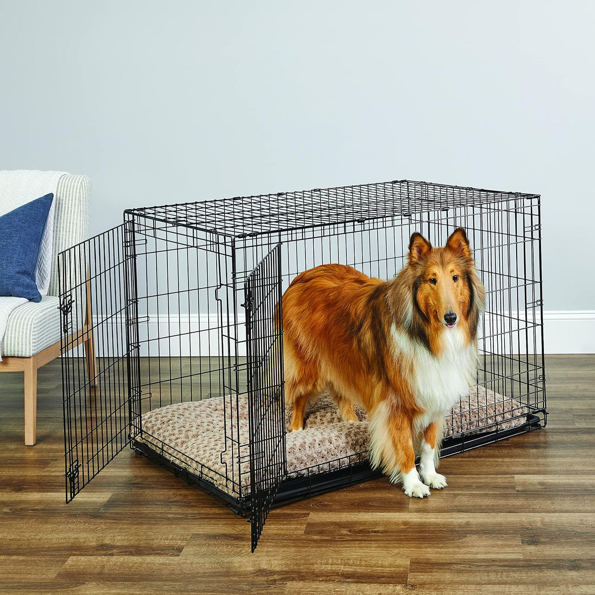 New World by Midwest 42-Inch Single Door Crate, for Large Breeds - Double Door - Black / XL (48"L) - image 2
