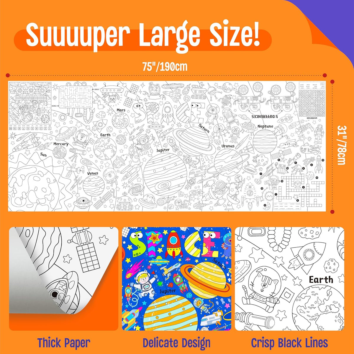 SpriteGru jumbo Halloween coloring poster with ghosts, pumpkins and witches - view 35