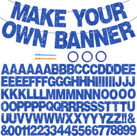 BEISHIDA 116 PCS A-Z DIY Letter Custom Banner Birthday Party Decor – Fun for Kids & Family - Glitter Blue