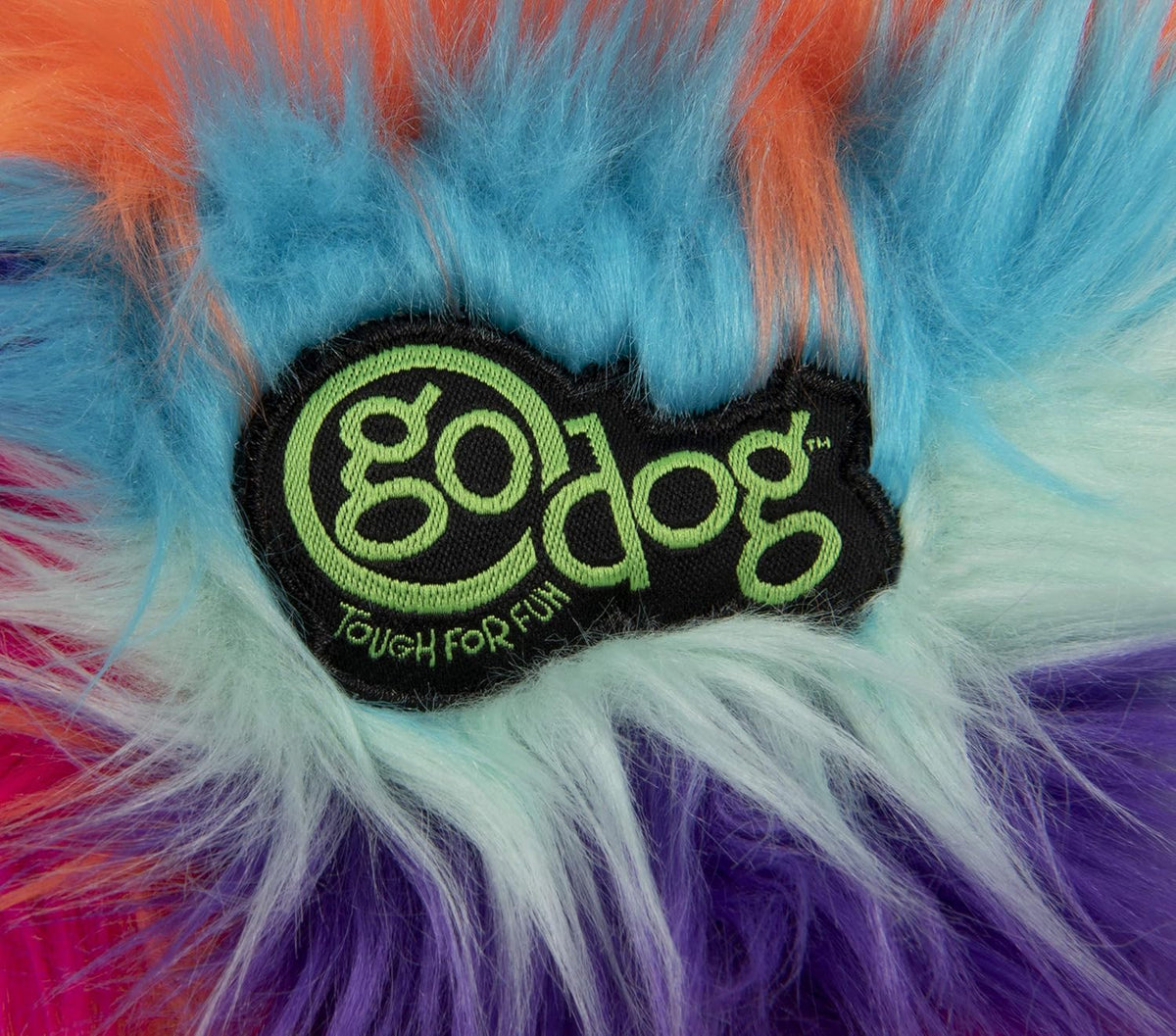 goDog Furballz Squeaky Plush Ball Dog Toy, Chew Guard Technology - Furballz (Cool Rainbow) / Large - image 4