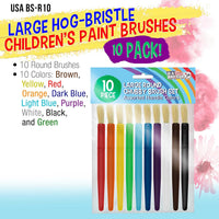 U.S. Art Supply 10-Piece Thick Paint Brush Set - Round Hog Bristle - image 2