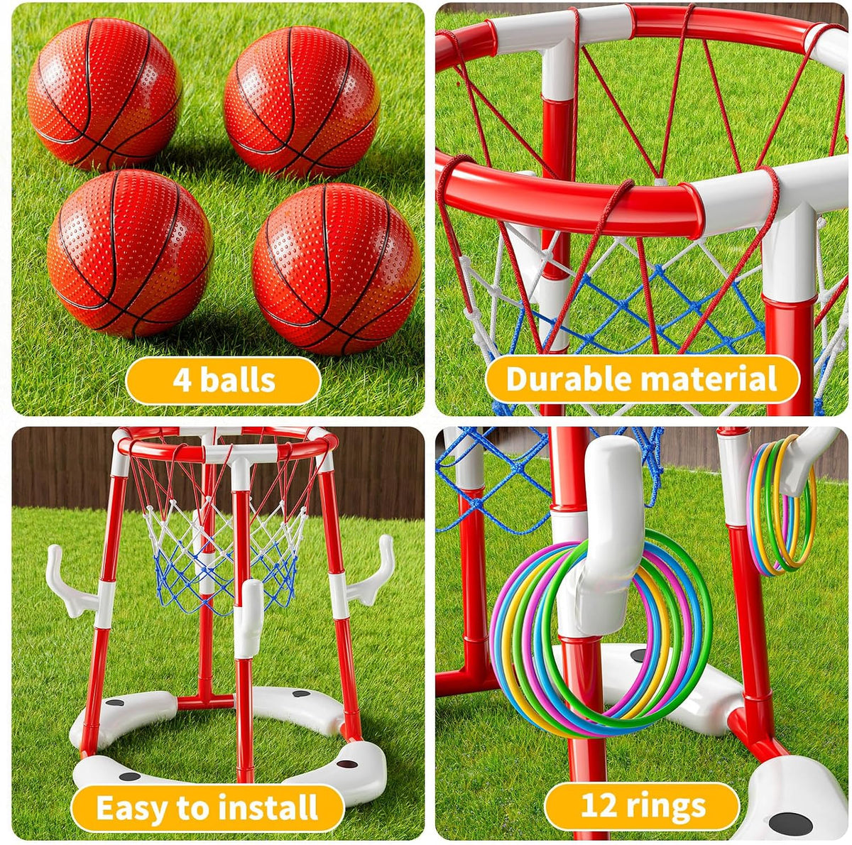 NIPLOOOW Pool Basketball Hoop - Floating Basketball Hoop-Red - image 4