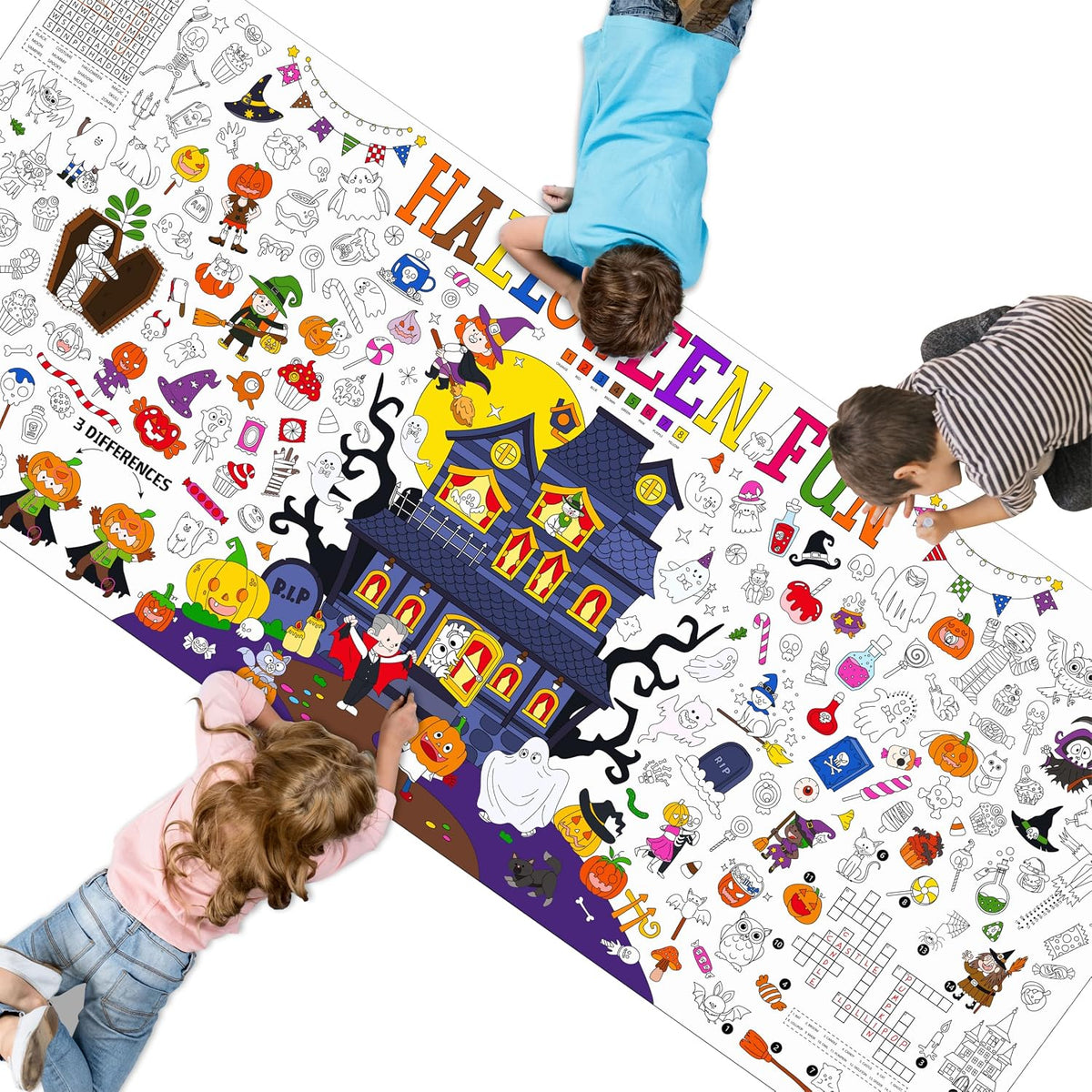SpriteGru jumbo Halloween coloring poster with ghosts, pumpkins and witches - view 7