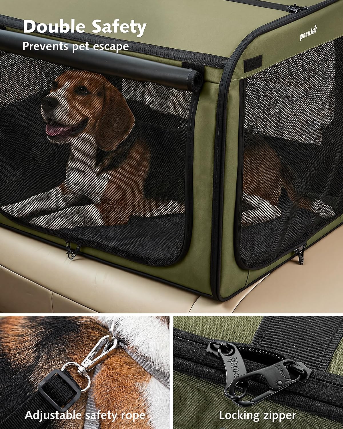Dog Car Carrier Light Weight 24×17.7×20.5in - Green / 27.0"L x 20.5"W x 20.5"H - image 4