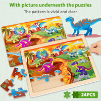 SYNARRY Large Unicorn Princess Fairy Wooden Puzzles for Kids Ages 4-6 – Fun for Kids & Family - Dinosaur - image 3