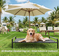 Raised Dog Bed, Outdoor Dog Bed for Dogs, Cooling Elevated Pet Cot, Durable and Sturdy Pet Bed, Waterproof Mesh Cover Raised Metal Frame, Non Slip, Black