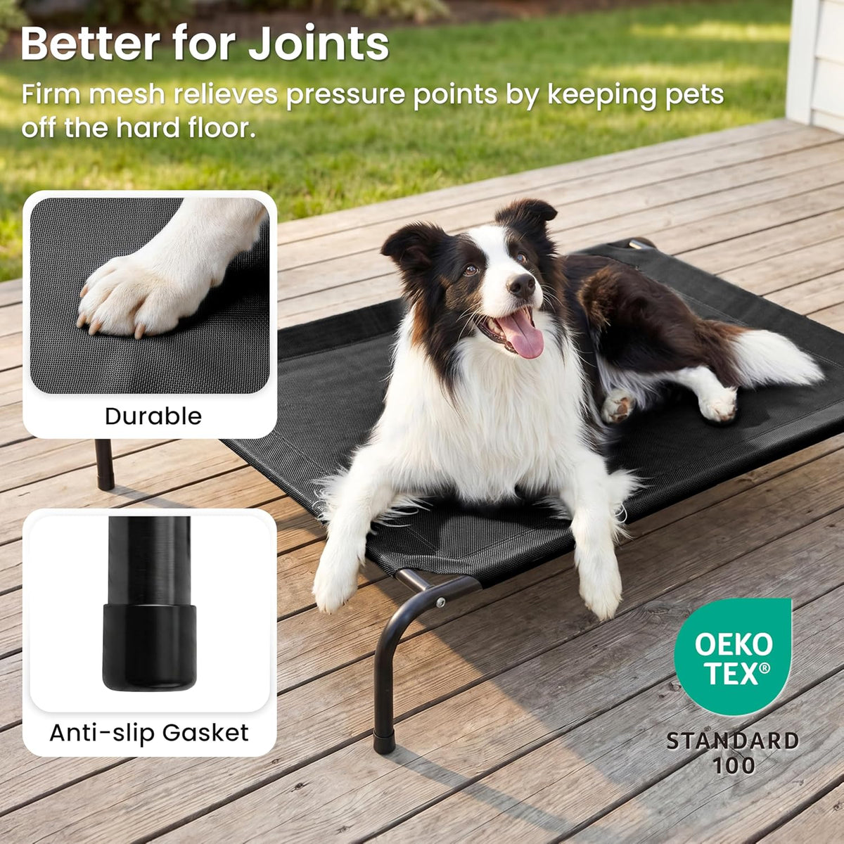Love's cabin Elevated Cooling Dog Bed for Large Dogs - Black / 43" X 31.5" X 8" - image 4
