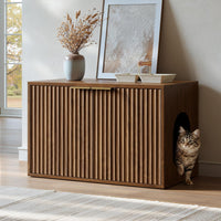 Evermagin 31.5" Cat Litter Box Enclosure Furniture – Essentials for Cats - Walnut
