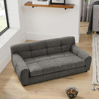 Dog Couch Bed, Mini Sofa for Dogs with Backrest and Armrest, Durable Pet Sofa with Soft Foam Cushion, Elevated Dog Couch Bed with Legs for Medium and Large Dogs, Stone Grey