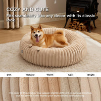 Bedsure ComfyFleece Donut Dog Bed Medium Size Dog with Washable Cover – Essentials for Dogs - L (36x36x8) / Sandy Beige - image 4
