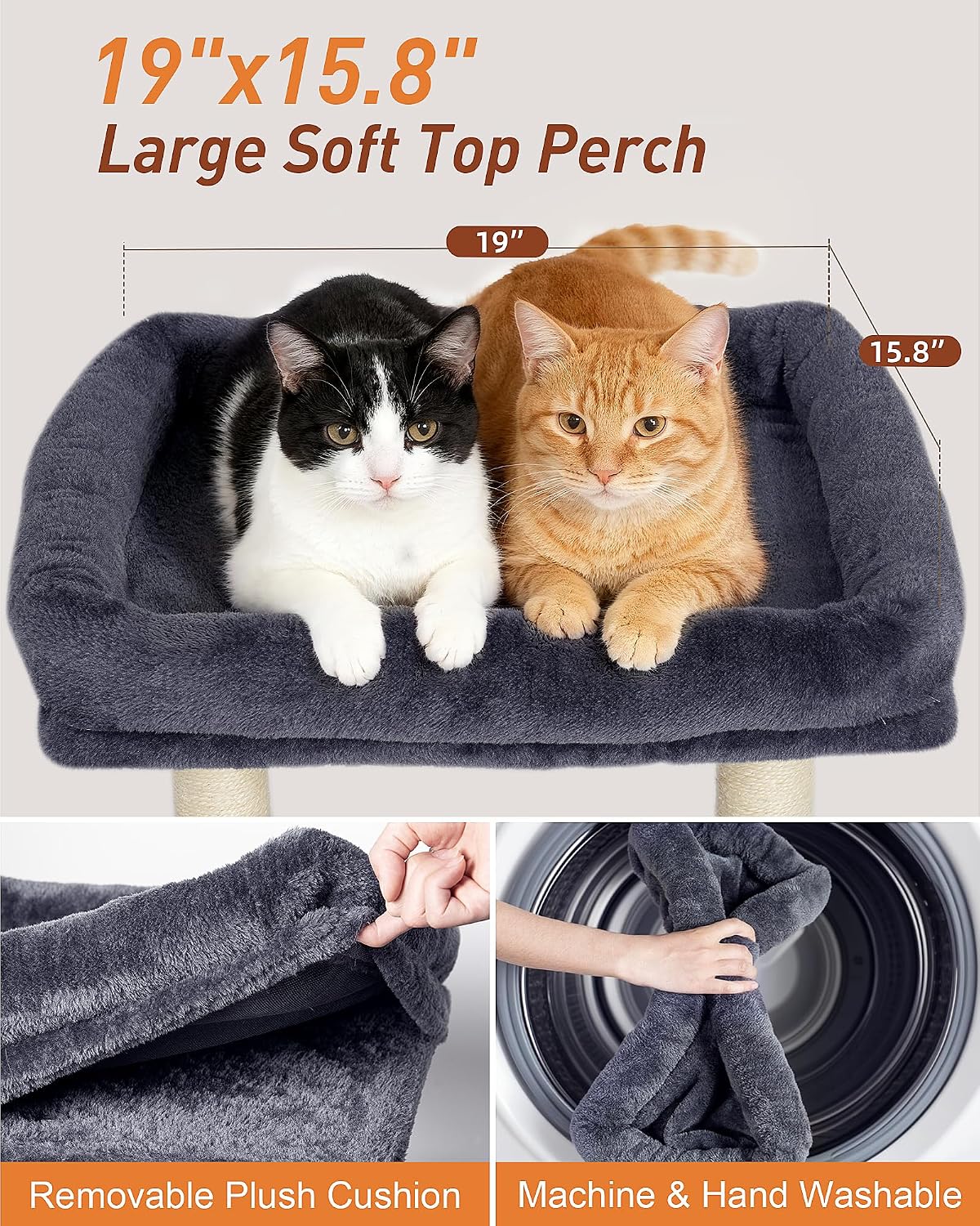 19" Small Cat Tree with Scratching Post for Indoor Cats with Perch – Essentials for Cats - Dark Gray - image 2