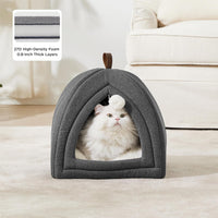 Bedsure 2in1 Cat Beds for Indoor Cats Cave for Kitten with Washable - M(16x16x16) / Dark Grey - image 2