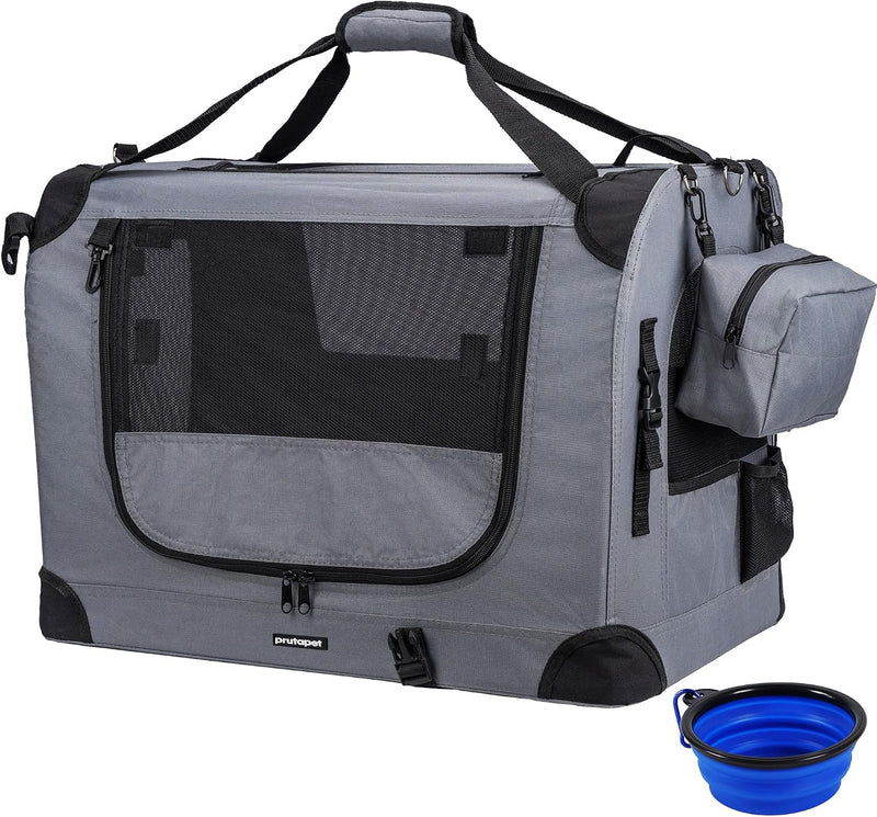 Prutapet Large Cat Carrier 24"x16.5"x16.5" Portable Dog Crate - Grey (No Litter Box) / 24.0"L x 16.5"W x 16.5"H