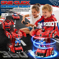 AONEPTR transforming remote control car robot toy in red with LED lights - view 7