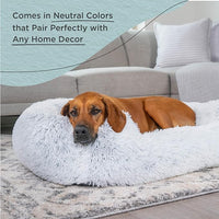 Best Friends by Sheri Shag Lounge Bed Calming Faux Fur Dog Bed, Frost, Large, 36" x 27"