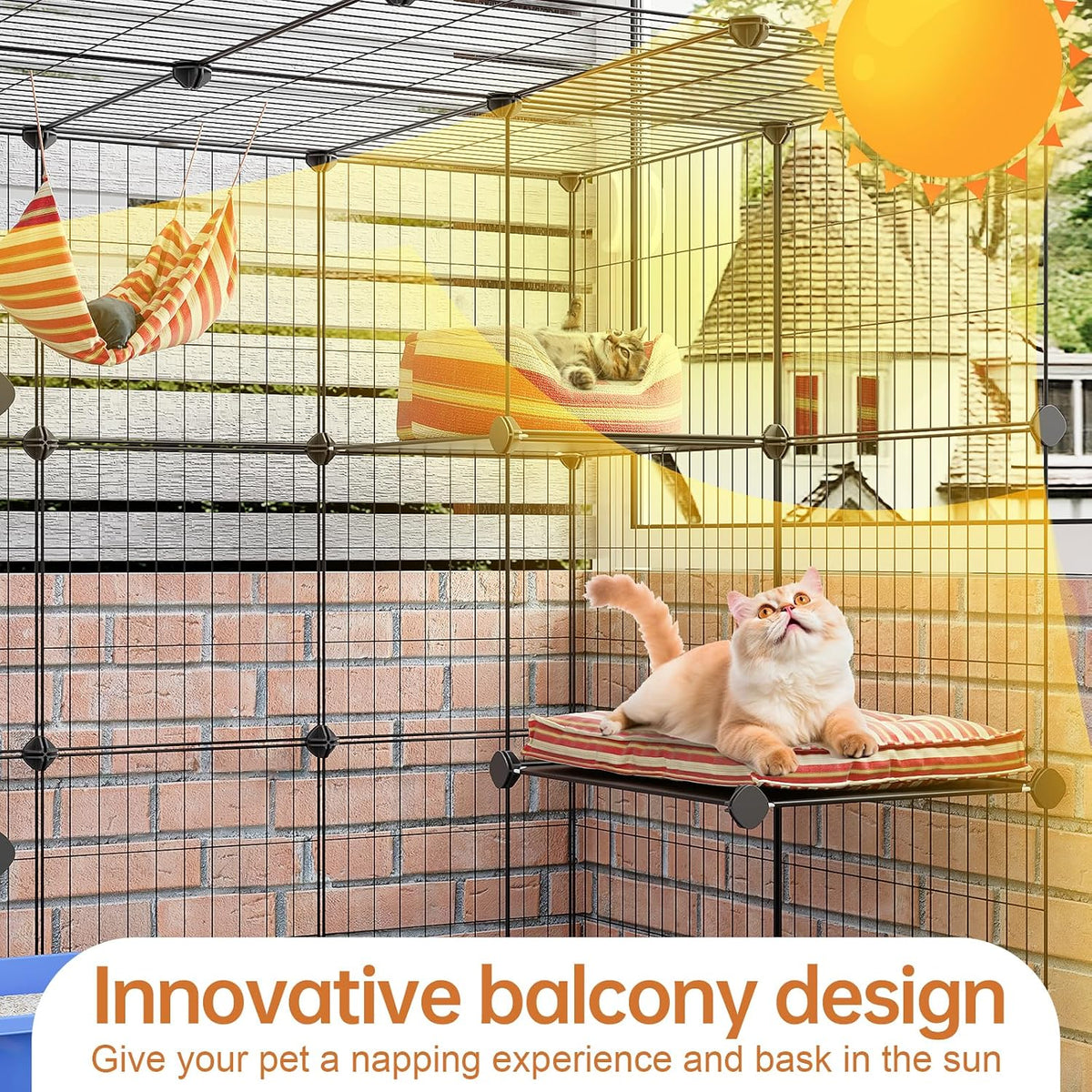 3-Tier Cat Cages Indoor Enclosure DIY Cat Playpen Catio Detachable - 35.4"L x 31.5"W x 35.4"H - image 4