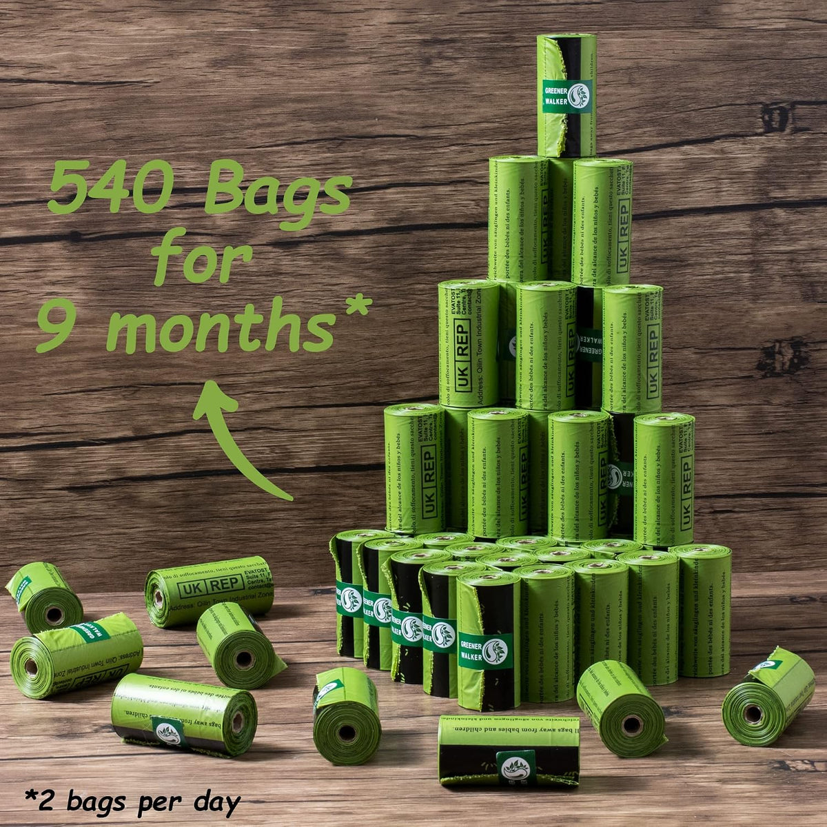 Greener Walker Poop Bags for Dog Waste-540 Bags - Green / 1 Count (Pack of 540) - image 2