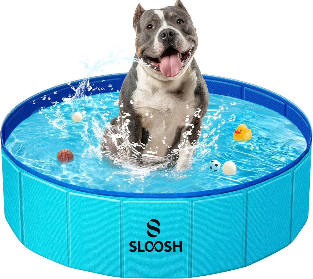 SLOOSH Foldable Dog Kiddie Pool - Blue / 32" x 8"