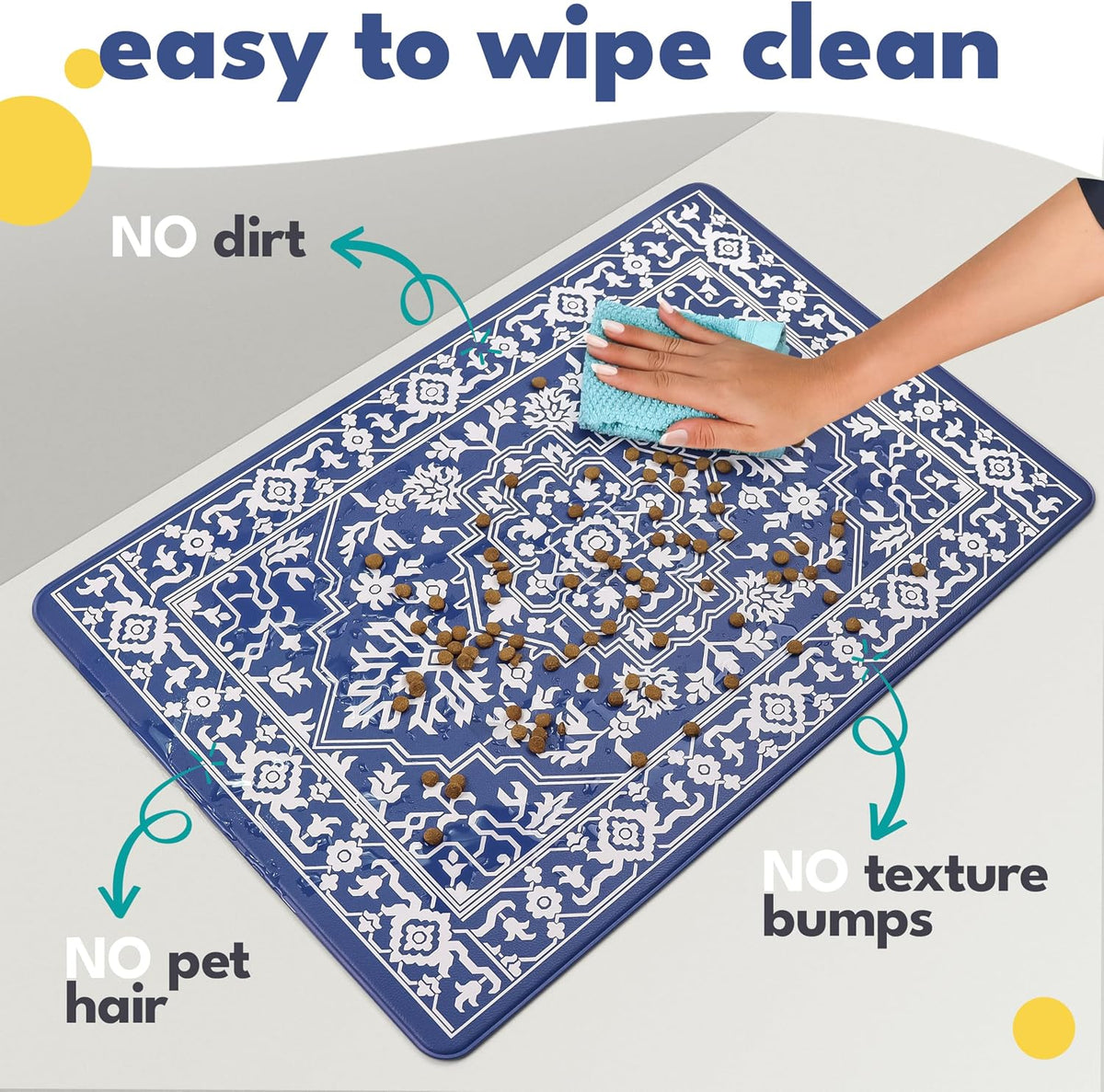 Dog Mat for Food and Water, Cat Feeding Mat - 16.5"L x 26"W / Large Casablanca - image 4