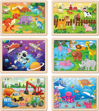 SYNARRY 6-Pack Large Wooden Jigsaw Puzzles for Kids Ages 4-6 - image 2