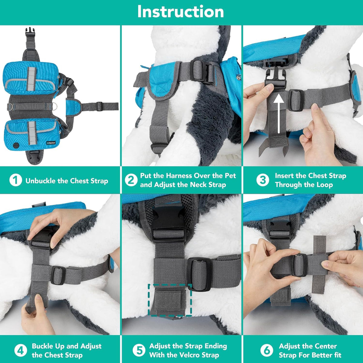 PetAmi Dog Backpack for Medium Large Dogs, Hiking Saddle Bag - Large / Blue - image 4