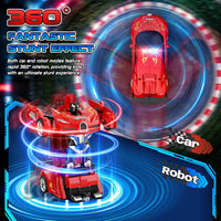 AONEPTR transforming remote control car robot toy in red with LED lights - view 8