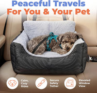 Best Pet Supplies Elevated Dog Car Seat for Small Dogs - Booster (Black) / 21" x 20" x 14" - image 2