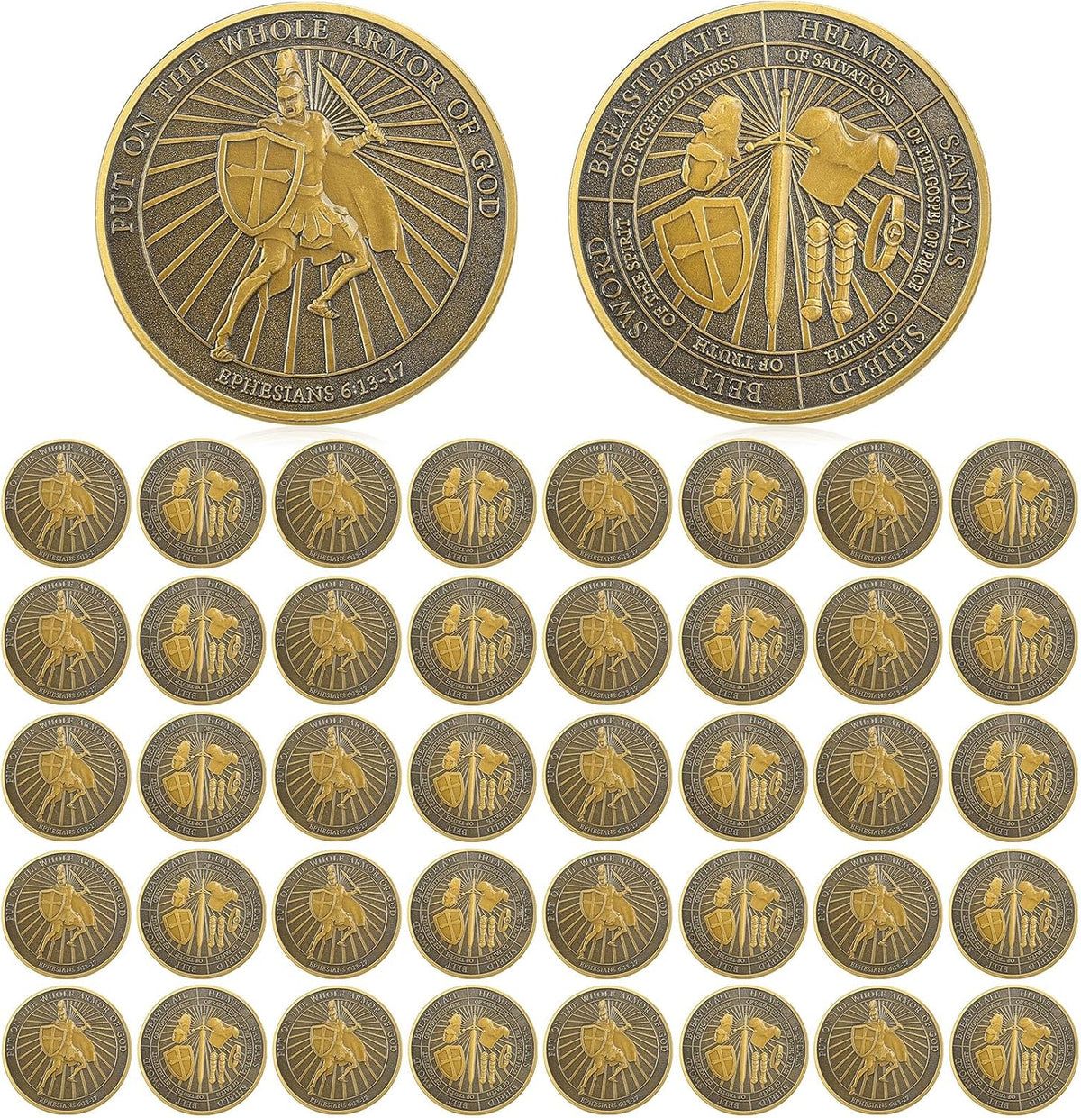 Nosiny 40 Christian challenge coins in gold zinc alloy with double sided print - view 4