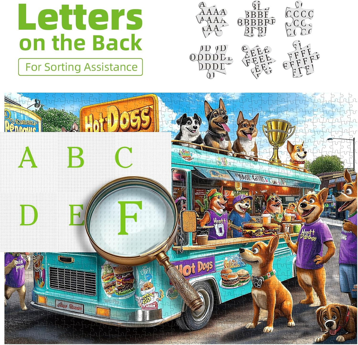 Blueforest Puzzles for Adults 500 Pieces - Dogs Food Truck Adventure / 27.5" x 19.7" - image 3