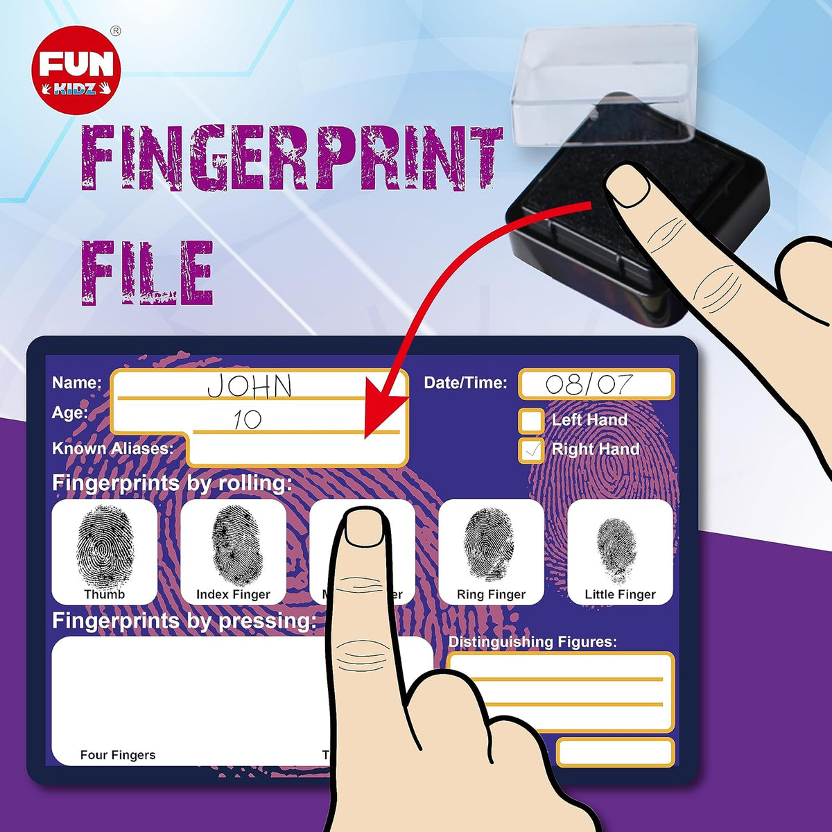 FunKidz detective fingerprint kit for kids with dusting powder, bellows, magnifier and spy glasses - view 4