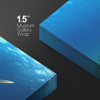 wall26 - Green Sea Turtle in Deep Ocean Sea Canvas Art Wall Art - 32"x48"
