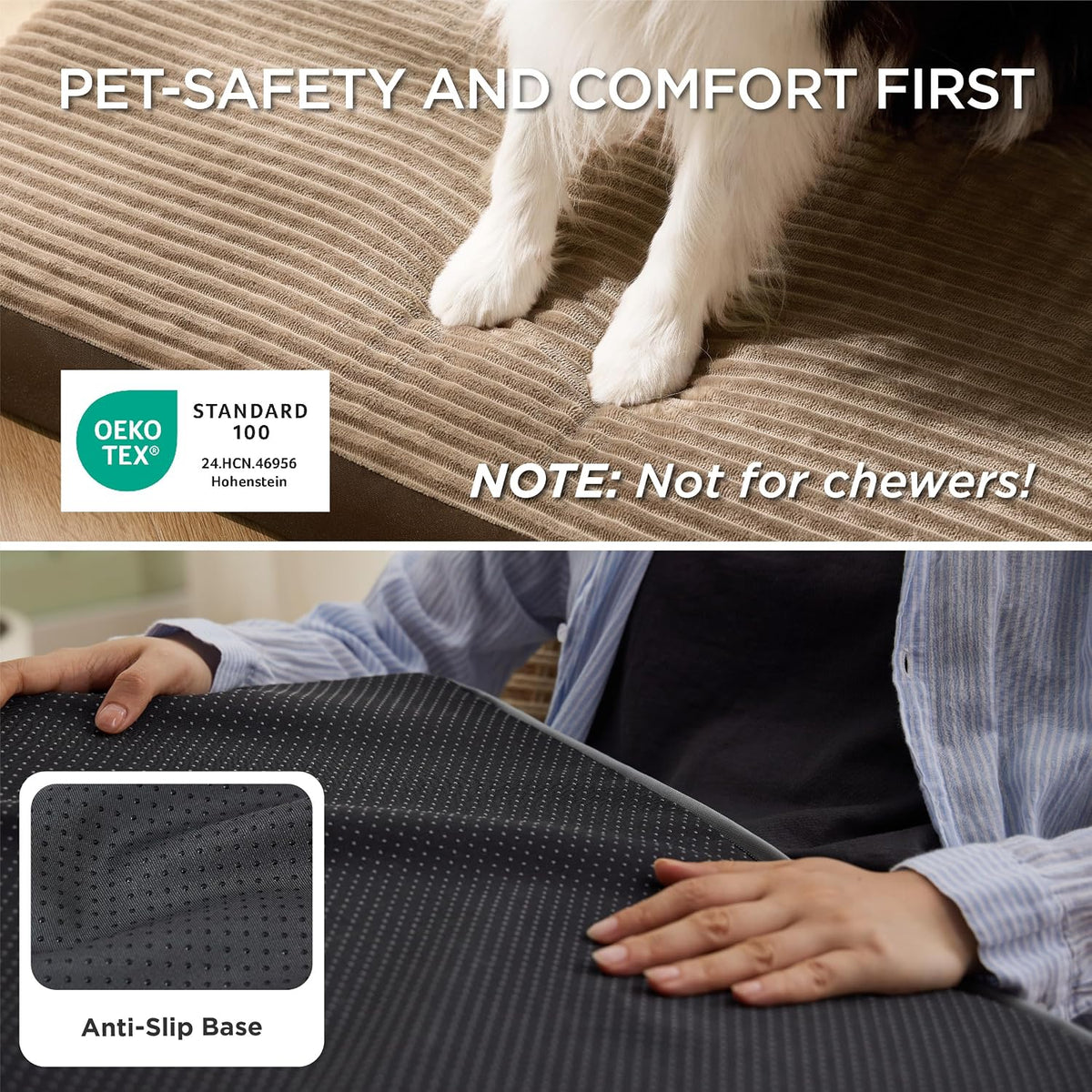 Bedsure ComfyFleece Large Dog Bed for Crate with Washable Cover - 41x27x3.3 / Coffee & Cream - image 4