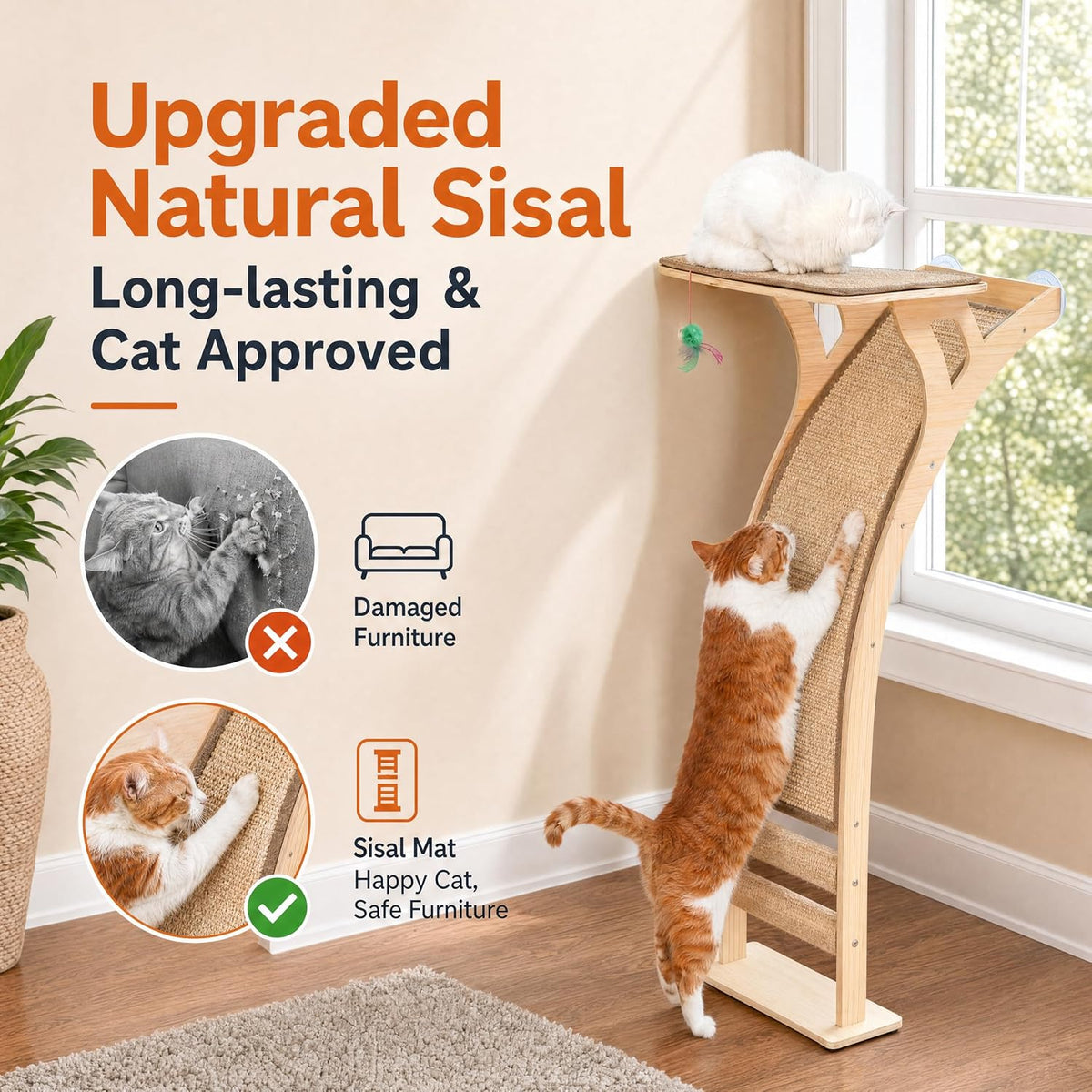 Cat Scratching Post with Large Window Perch - Medium - image 3