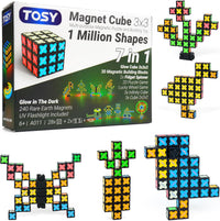 TOSY Magnet Cube 2x2, 8 Blocks, Glowing, UV Flashlight - Cube 3x3x3