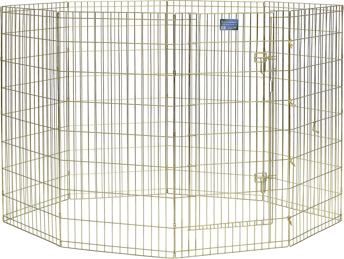 MidWest 30-Inch Exercise Pen, Single Door, 16 Sq Ft Play Area – Essentials for Dogs - Gold Zinc w/ Door / 48" H - image 2