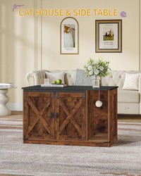 Hzuaneri Cat Litter Box Enclosure - 39.4"L x 21.7"W x 24.8"H / Rustic Brown and Black - image 2