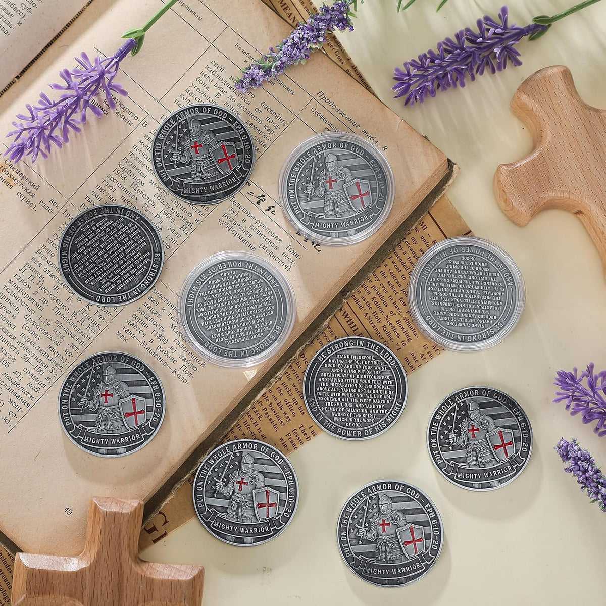 Nosiny 10 piece armor of God prayer coins in classic style alloy metal - view 34