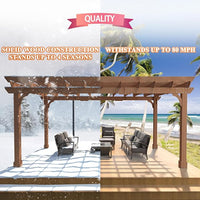 MUPATER 12x16 FT All Cedar Wood Wooden Pergola, Pergola Kit with Stakes, Quality Wood Supported Structure, Snow and Wind Supported, Outdoor Garden Shelter with Cedar Framed for Backyard, Deck, Lawn