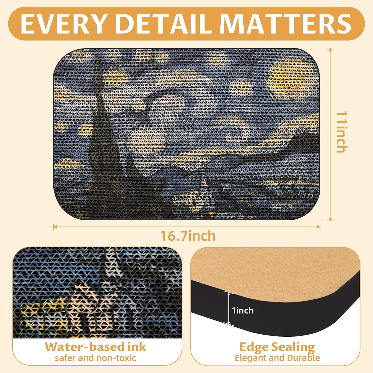 Cat Wall Scratcher, Art Cat Scratching Board for Indoor Cats – Essentials for Cats - Van Gogh-1-2 - image 2